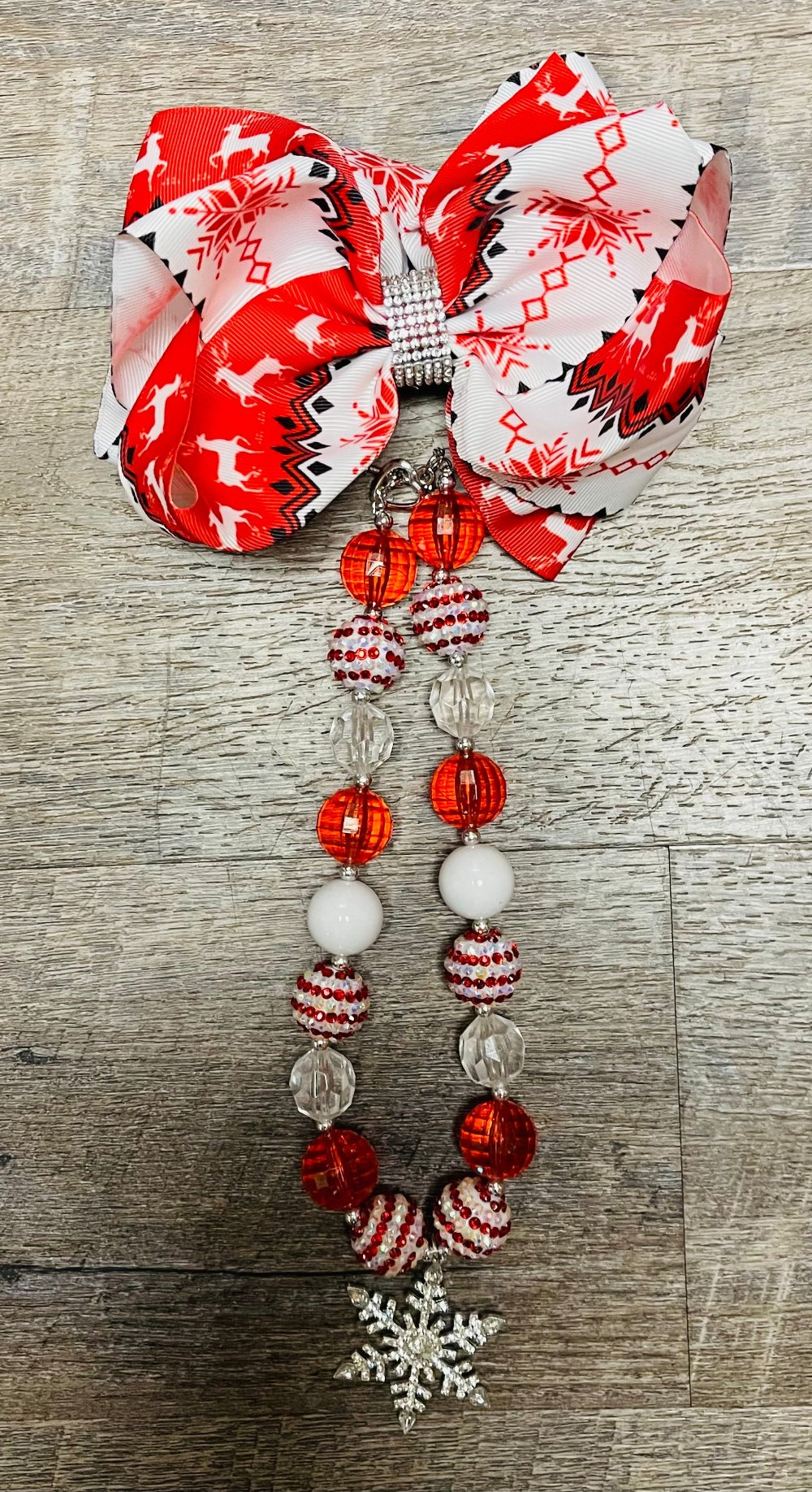 Christmas Bow and Necklace Set