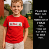 Embroidered Red Farm Set