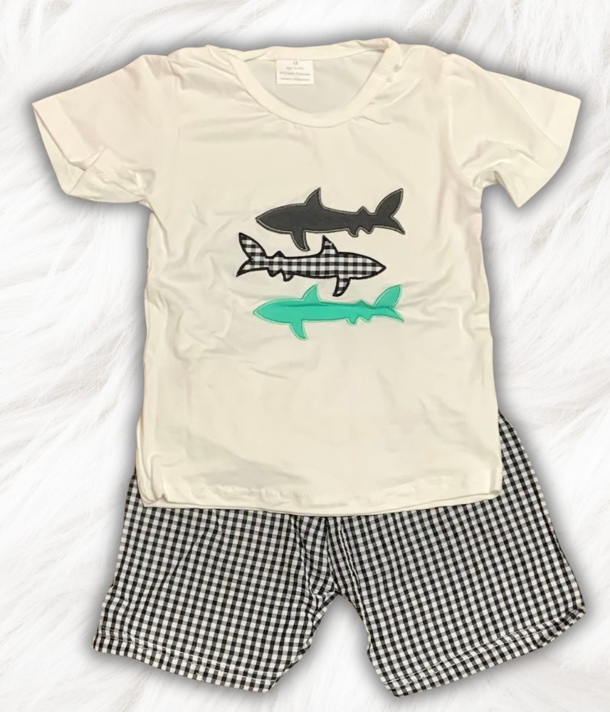 Embroidered Shark Set