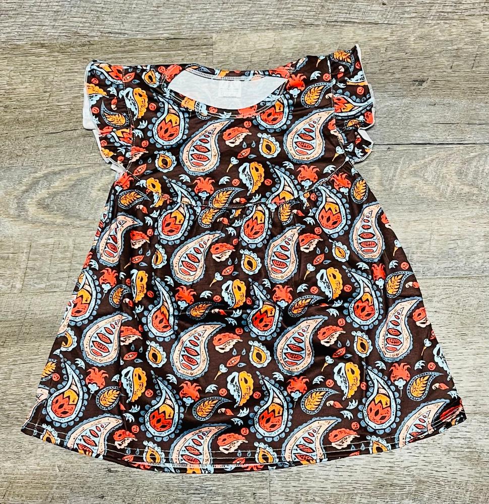 Brown Paisley Pearl Dress