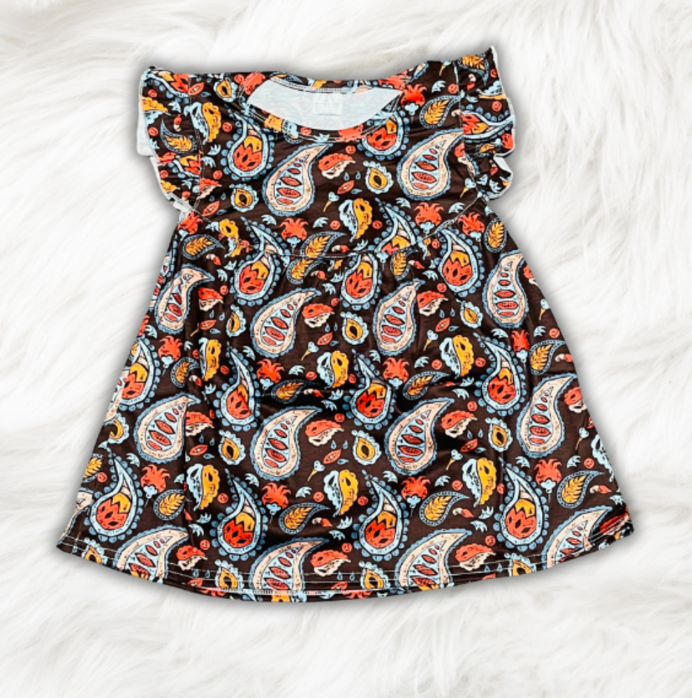 Brown Paisley Pearl Dress