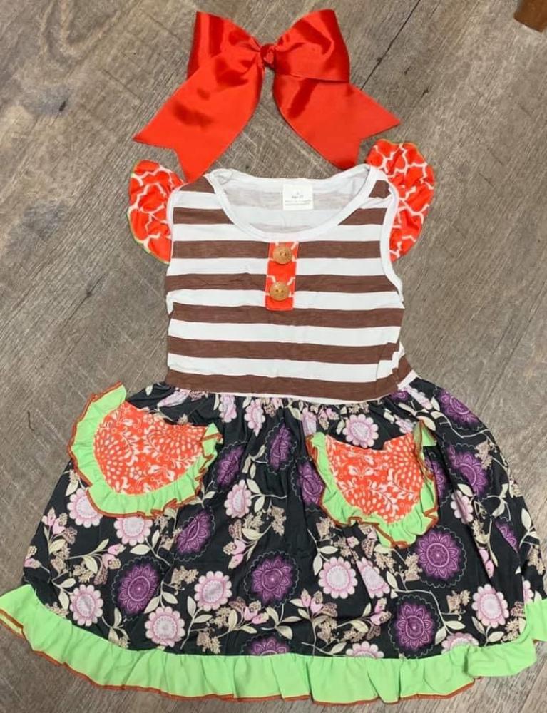 Brown and Black Floral Dress