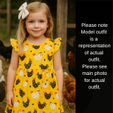 Yellow Chicken Print Pearl Dress