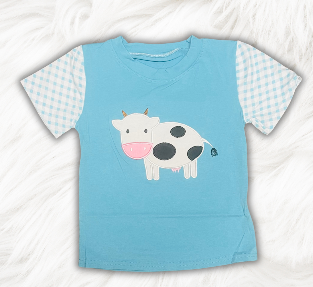 Embroidered Cow Tee