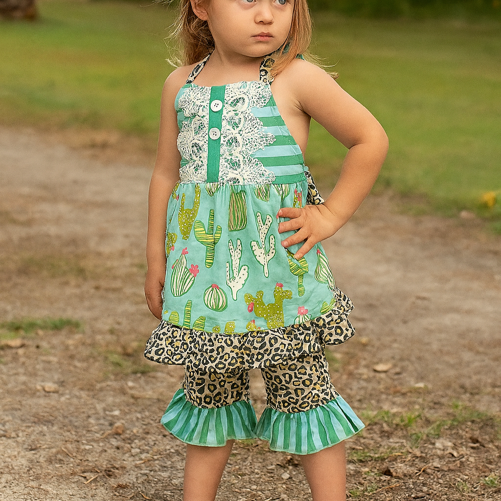 Custom Design Cactus Cutie Capri/shorts set