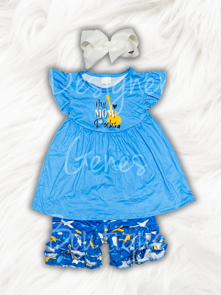 Custom My Mom Rocks Ruffle Set