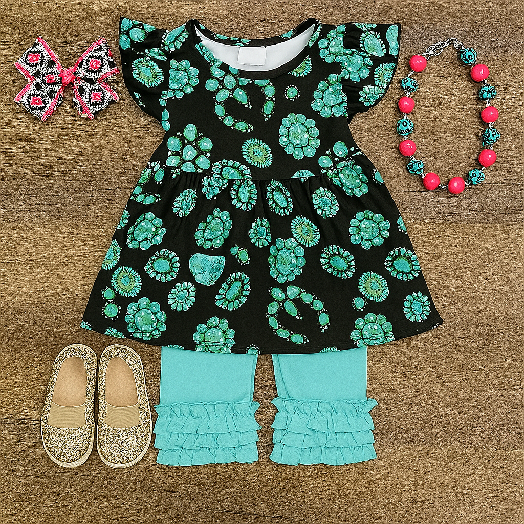 Custom Concho Ruffle Shorts Set