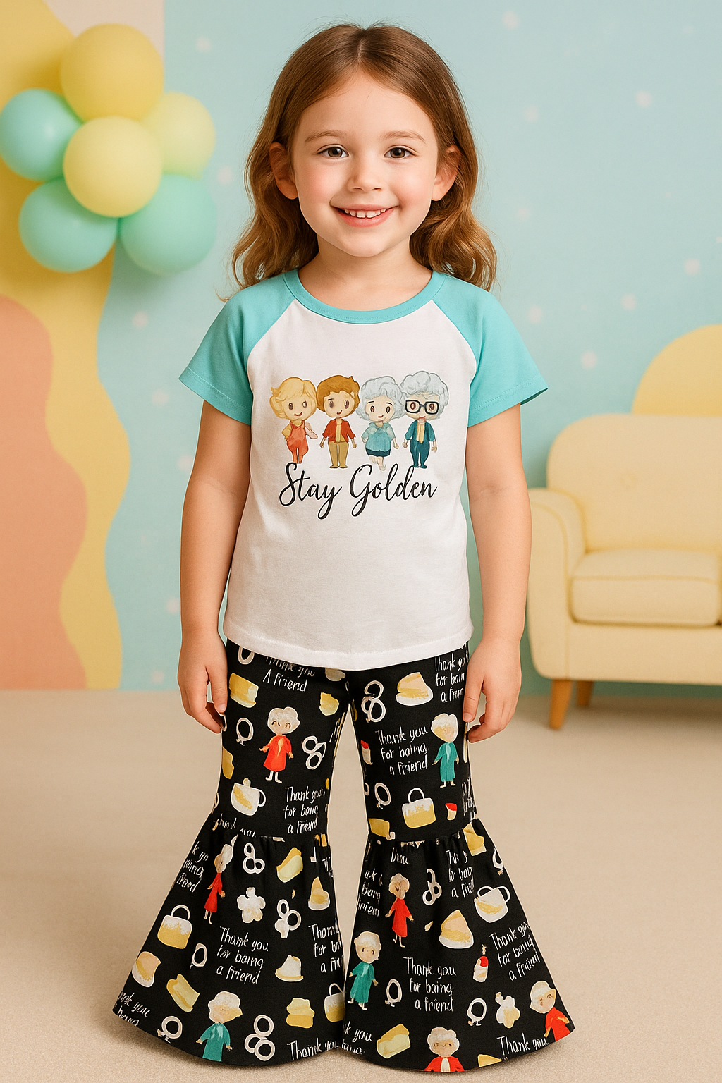 Golden Girl Bell Pants Set