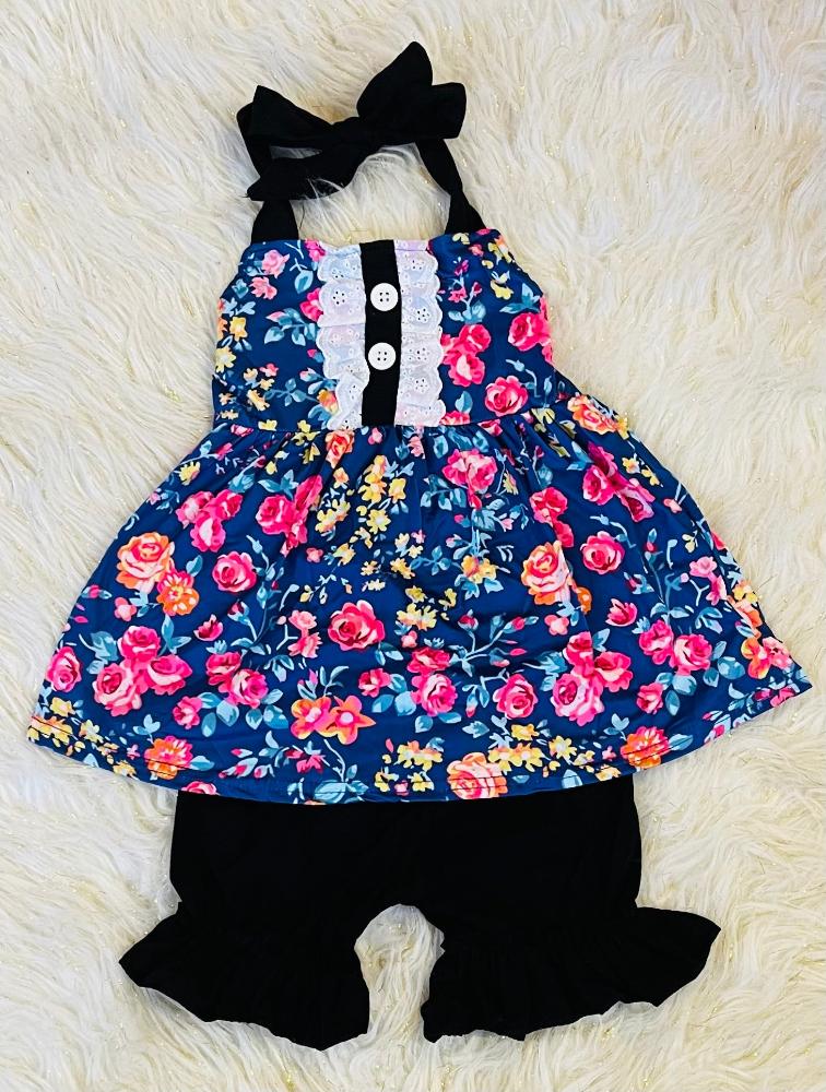Floral Halter Ruffle Set