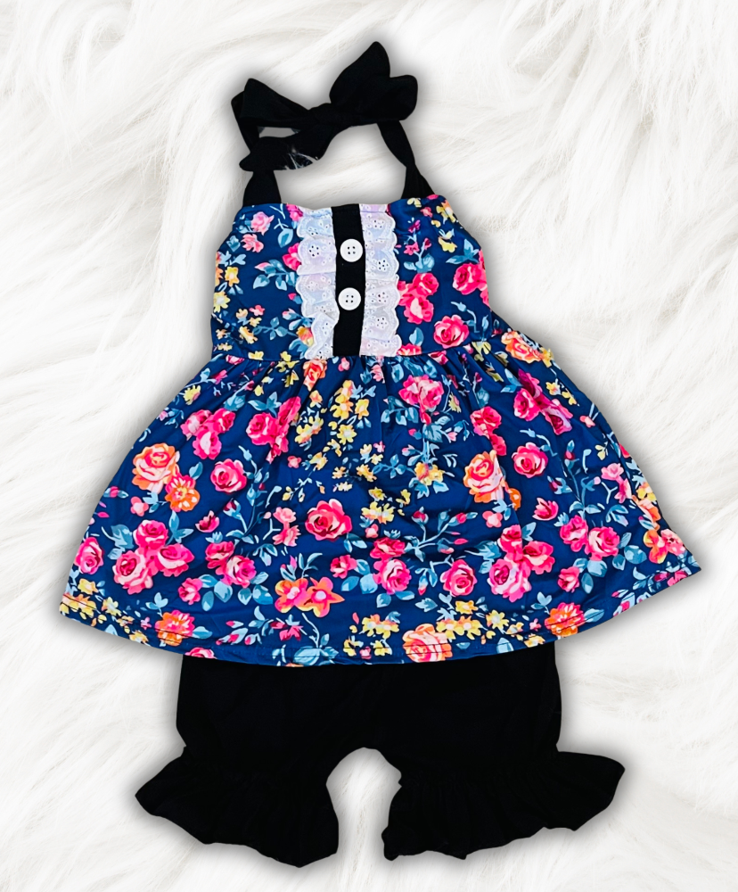 Floral Halter Ruffle Set