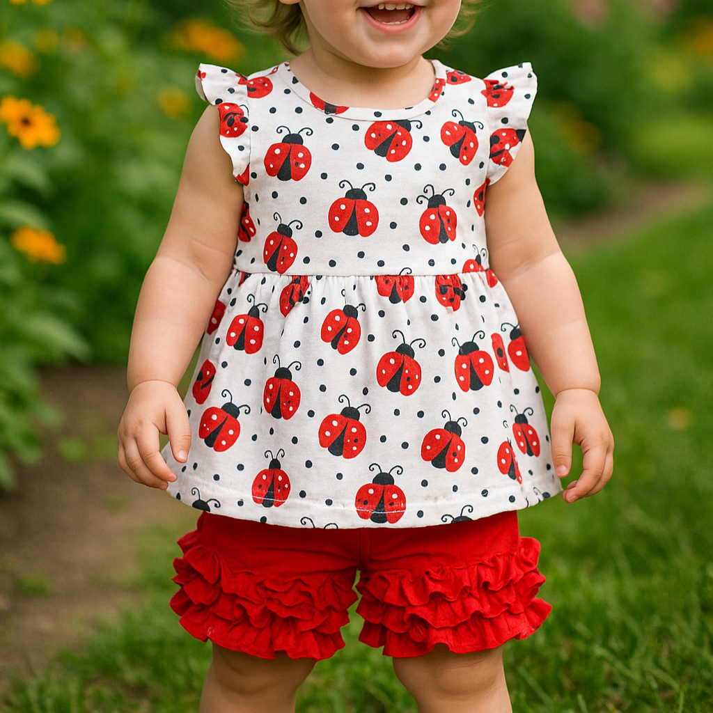 Ladybug Love Ruffle Shorts Set