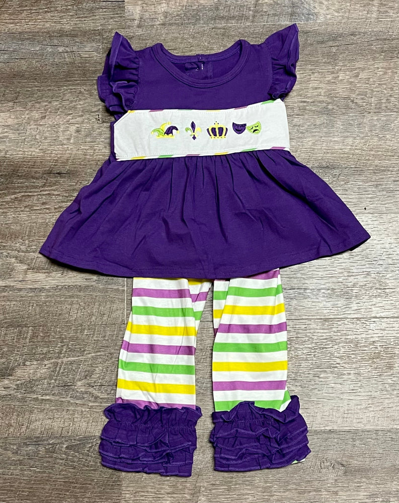 Mardi Gras Ruffle Pants Set