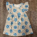 Blue Blossom Stripe Flutter Pearl Dress