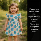 Blue Blossom Stripe Flutter Pearl Dress