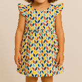 Color Pop Leaves Flutter Dress