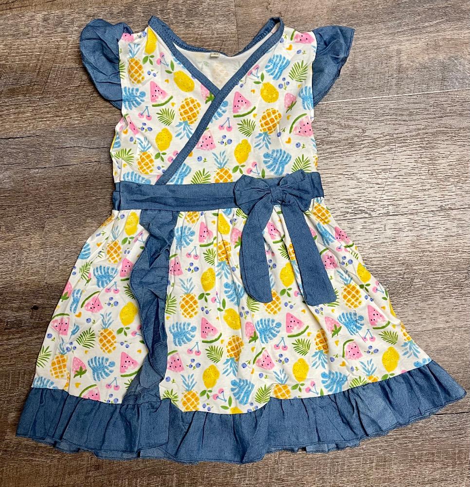 Denim Ruffle Fruit Dress