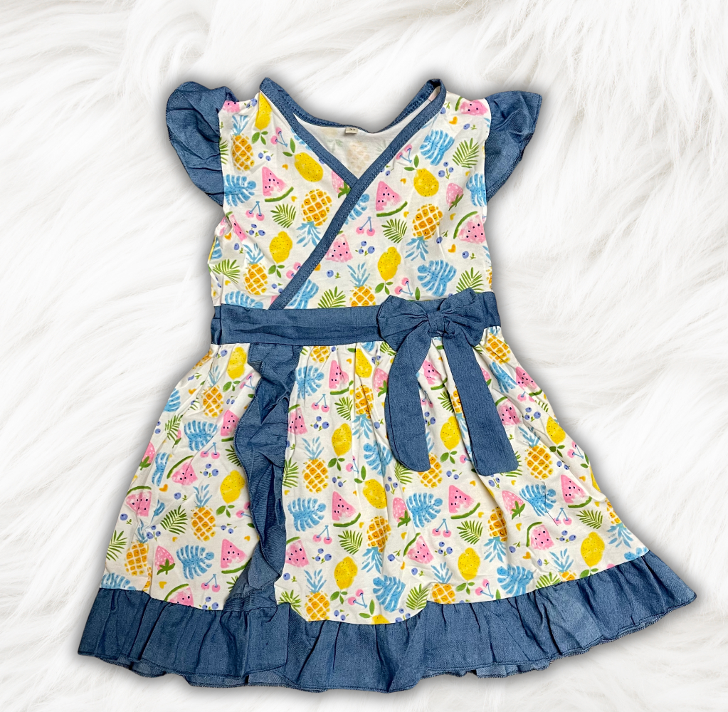 Denim Ruffle Fruit Dress