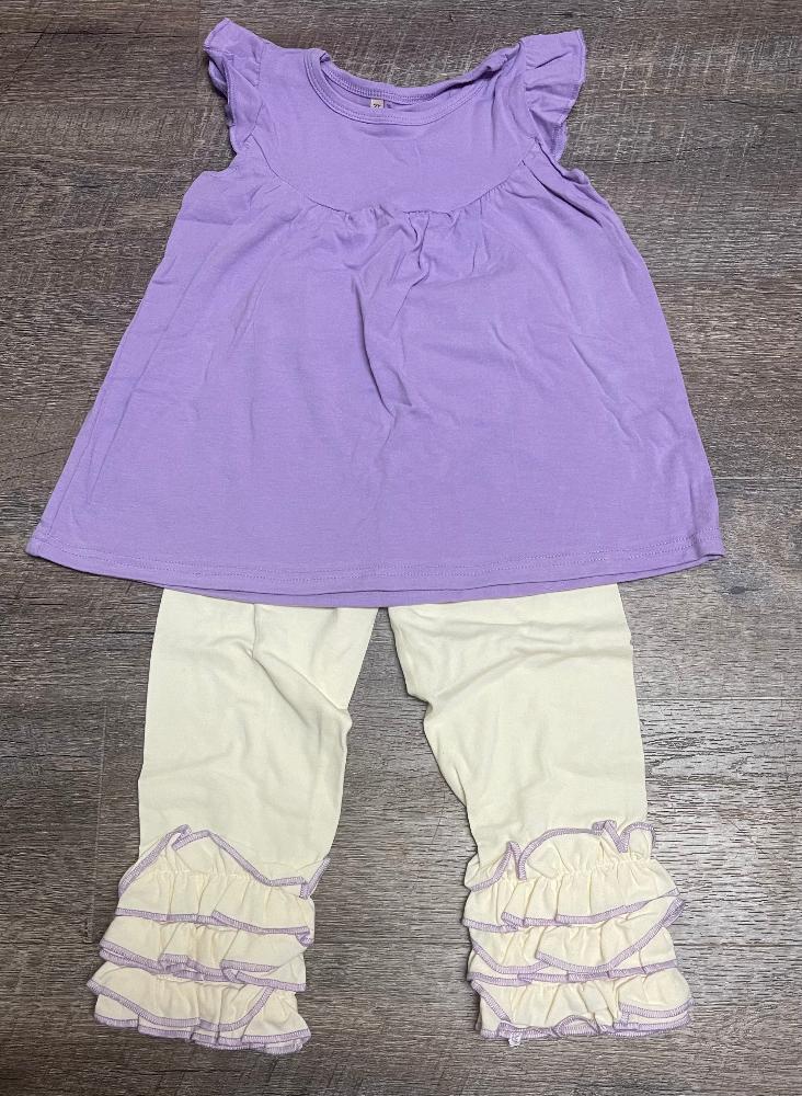 Purple and Cream Pant Set