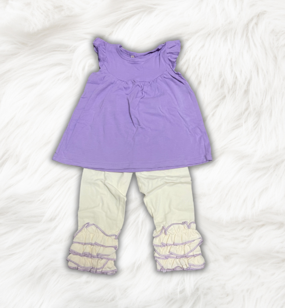 Purple and Cream Pant Set
