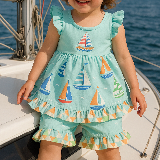 Sail Away Ruffle Short Set