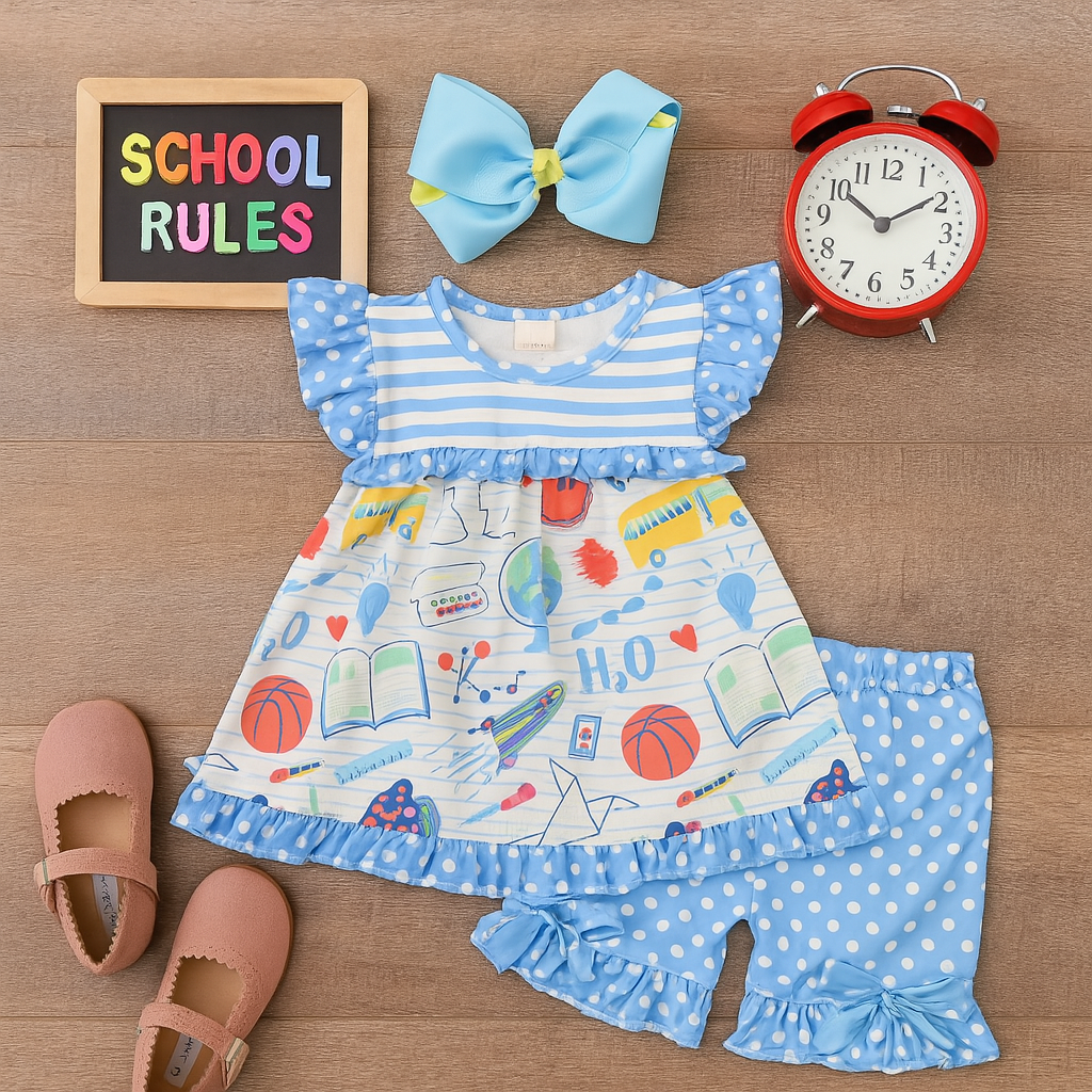 "Back to School Blues" Ruffle Set