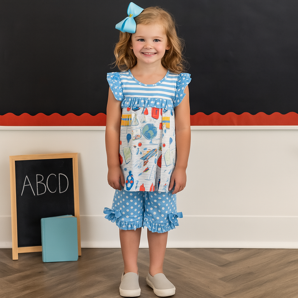 "Back to School Blues" Ruffle Set