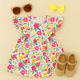 Bright Blossom Flutter Sleeve Dress