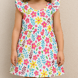 Bright Blossom Flutter Sleeve Dress