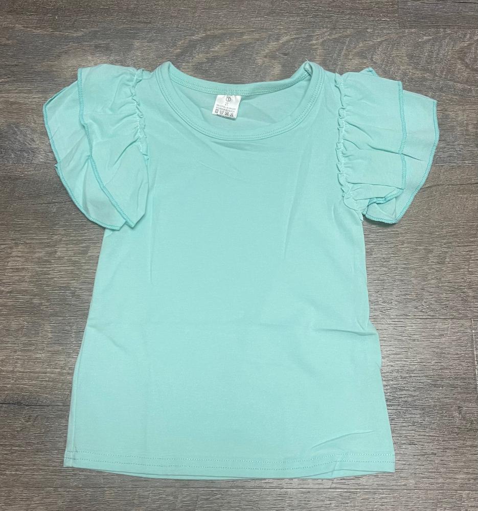 Blue Flutter Sleeve Shirt