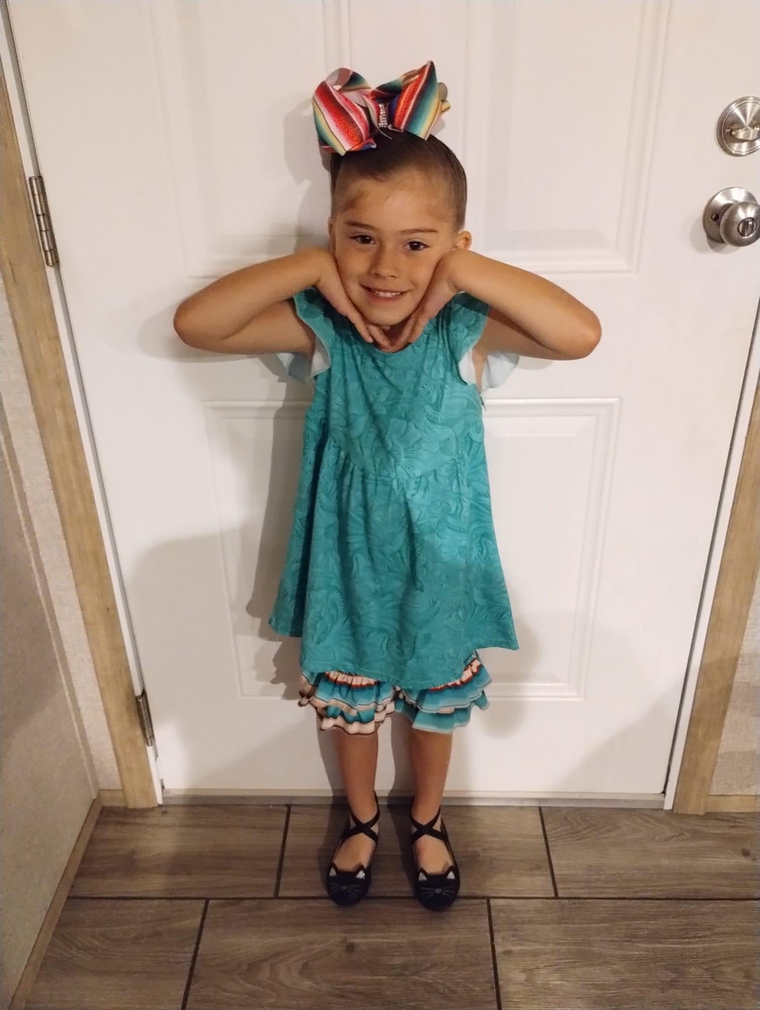 Custom Serape Turquoise Ruffle Shorts Set