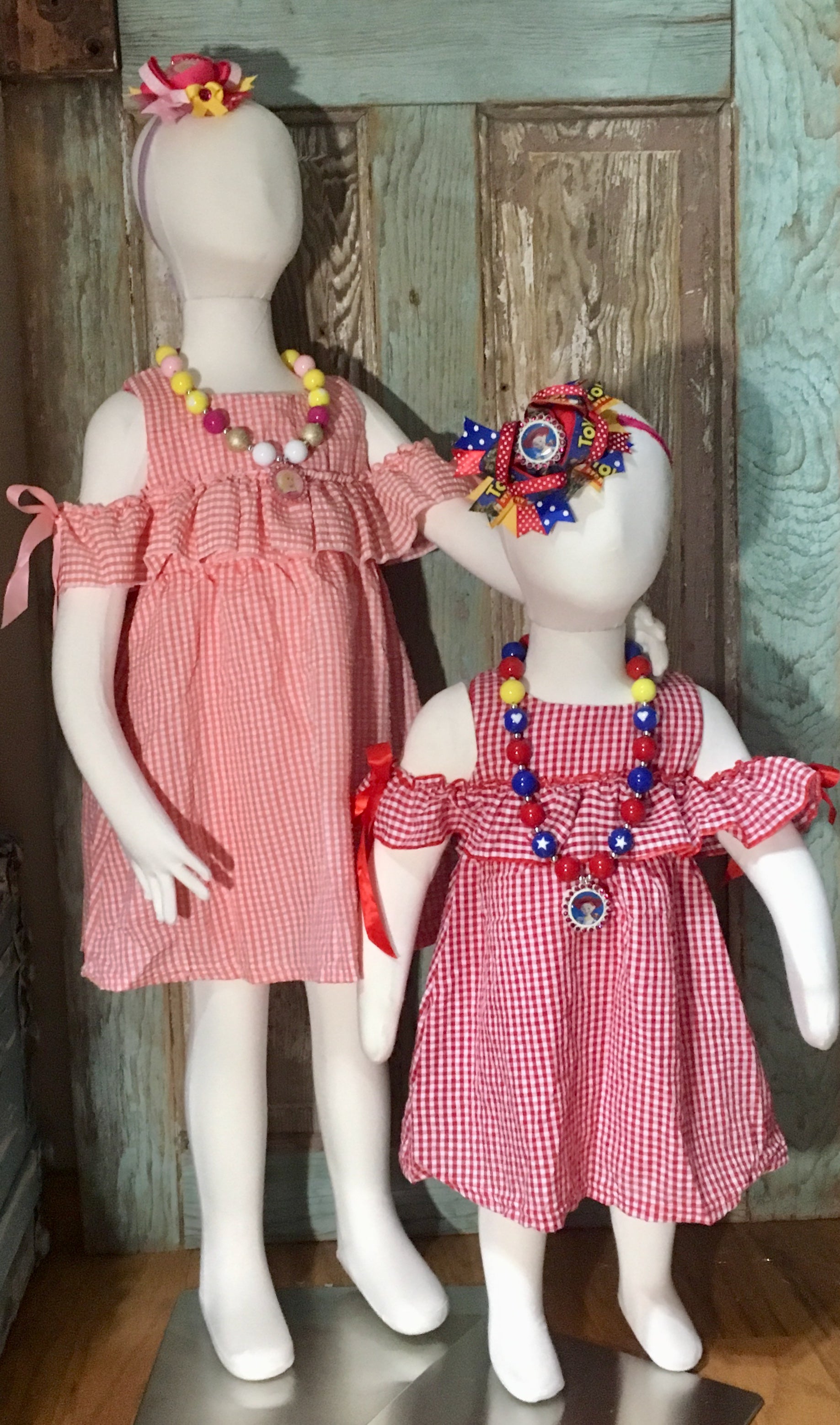 Red Gingham Off SHoulder Dress