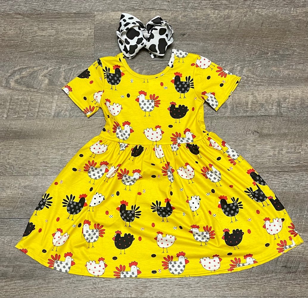 Yellow Chicken Twirl Dress