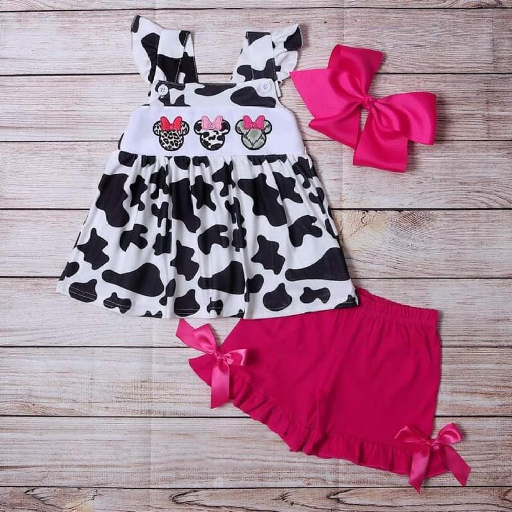 Embroidered Cow Print Minnie