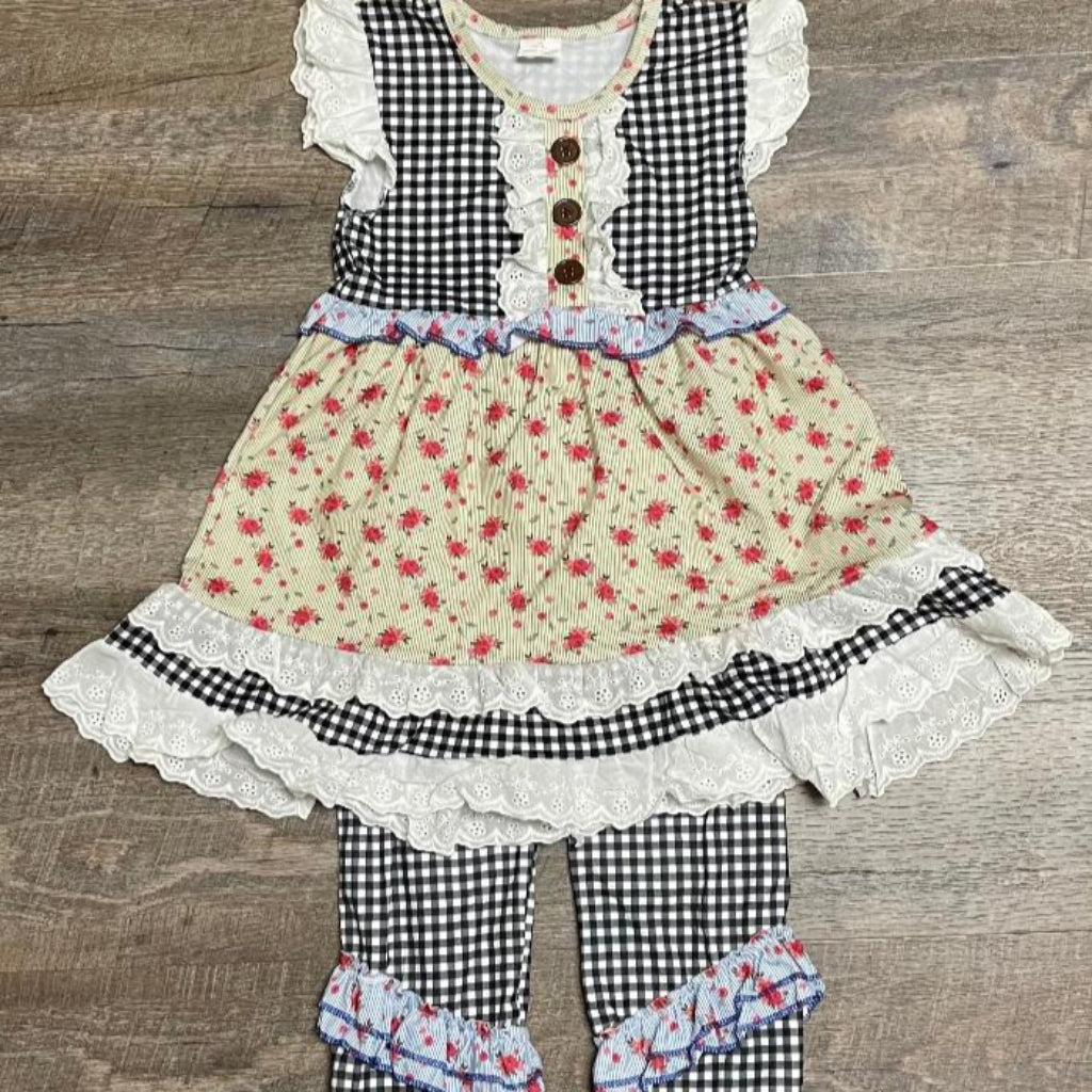 Sweet Country Gingham and Lace Set