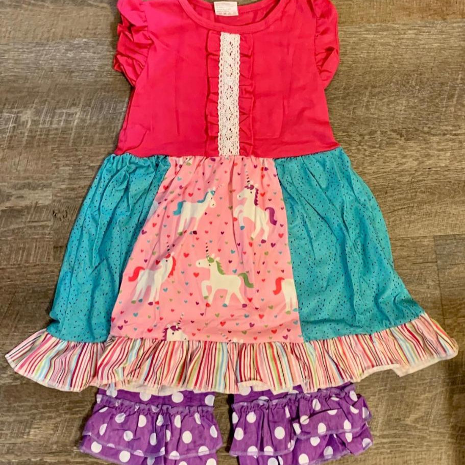 Unicorn Ruffle Shorts Set